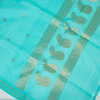 Turqouise Green - Pure Organza Banarasi Dupatta with small Booti design