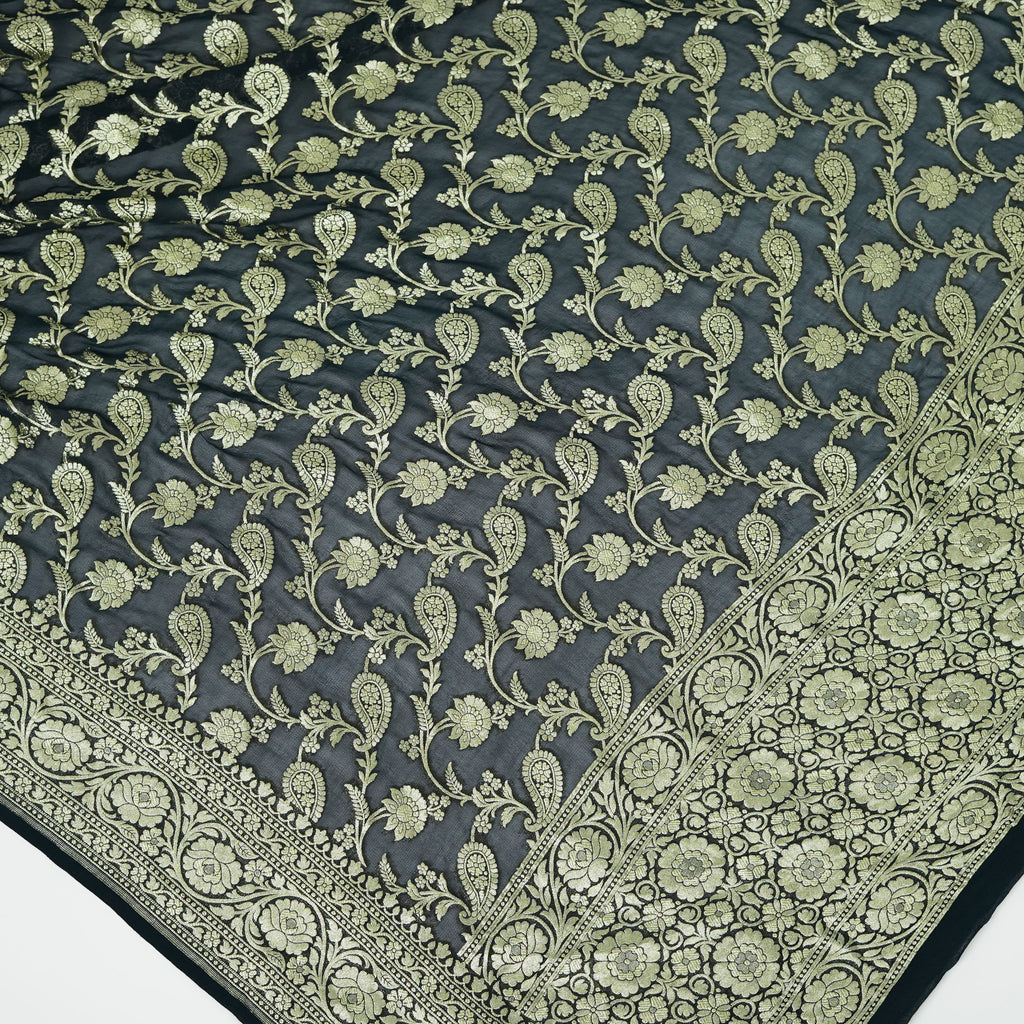 Z Black - Pure Georgette Banarasi Dupatta with Floral Jaal Pattern
