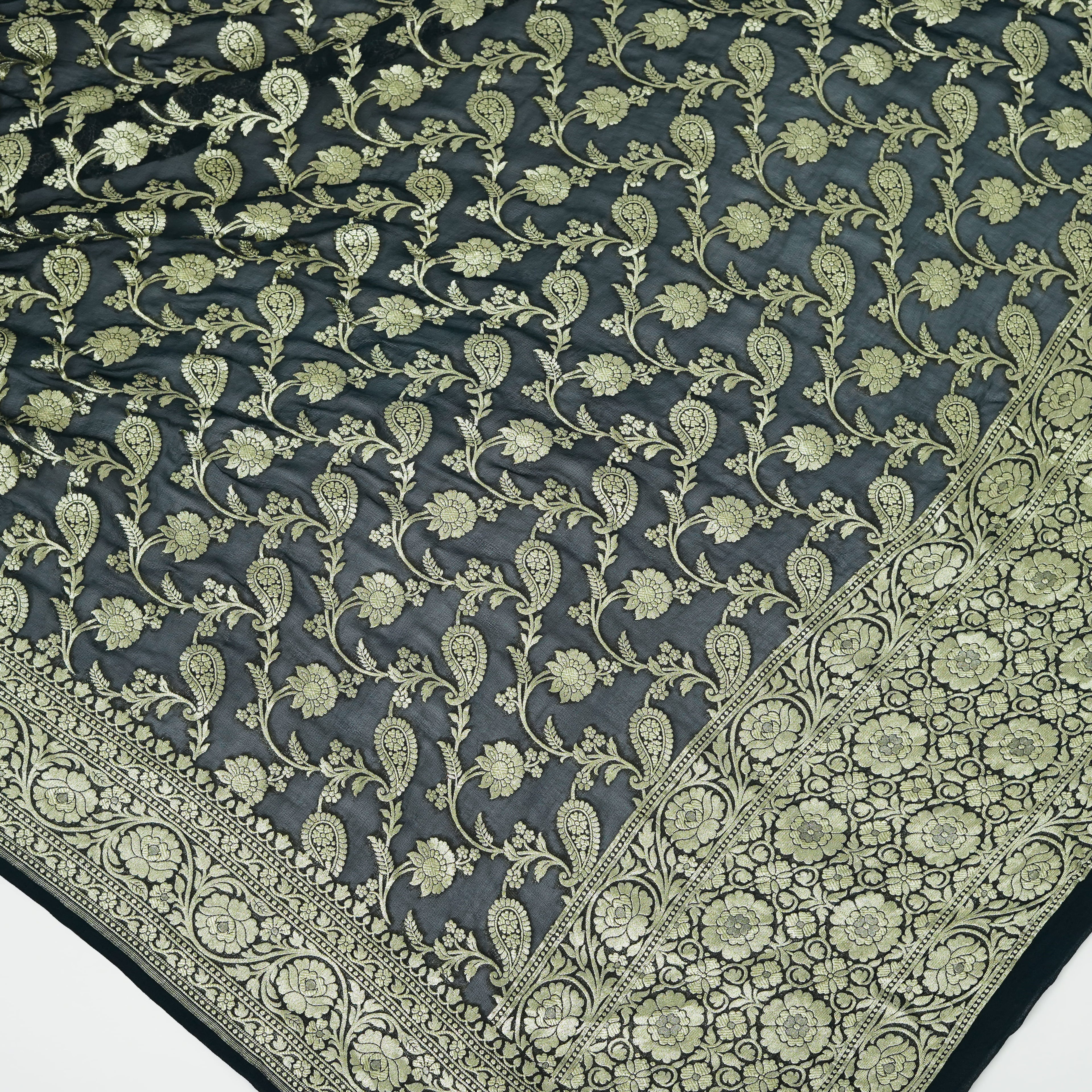 Z Black - Pure Georgette Banarasi Dupatta with Floral Jaal Pattern