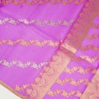 Purple - Pure Organza Banarasi Saree with Banarasi Half Laheria in gold and silver