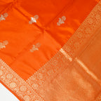 Rust - Pure Raw Mango Banarasi Saree with Golden and silver Boota Motifs