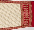 Ivory contrast with Classic Red- Pure Khaddi Chiffon Georgette Silk Banarasi Saree