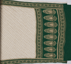 Off White contrast with Emerald Green - Pure Khaddi Chiffon Georgette Silk Banarasi Saree