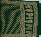 Deep Green - Pure Khaddi Chiffon Georgette Silk Banarasi Saree