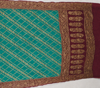 Sea Green contrast with Wine - Pure Khaddi Chiffon Georgette Silk Banarasi Saree