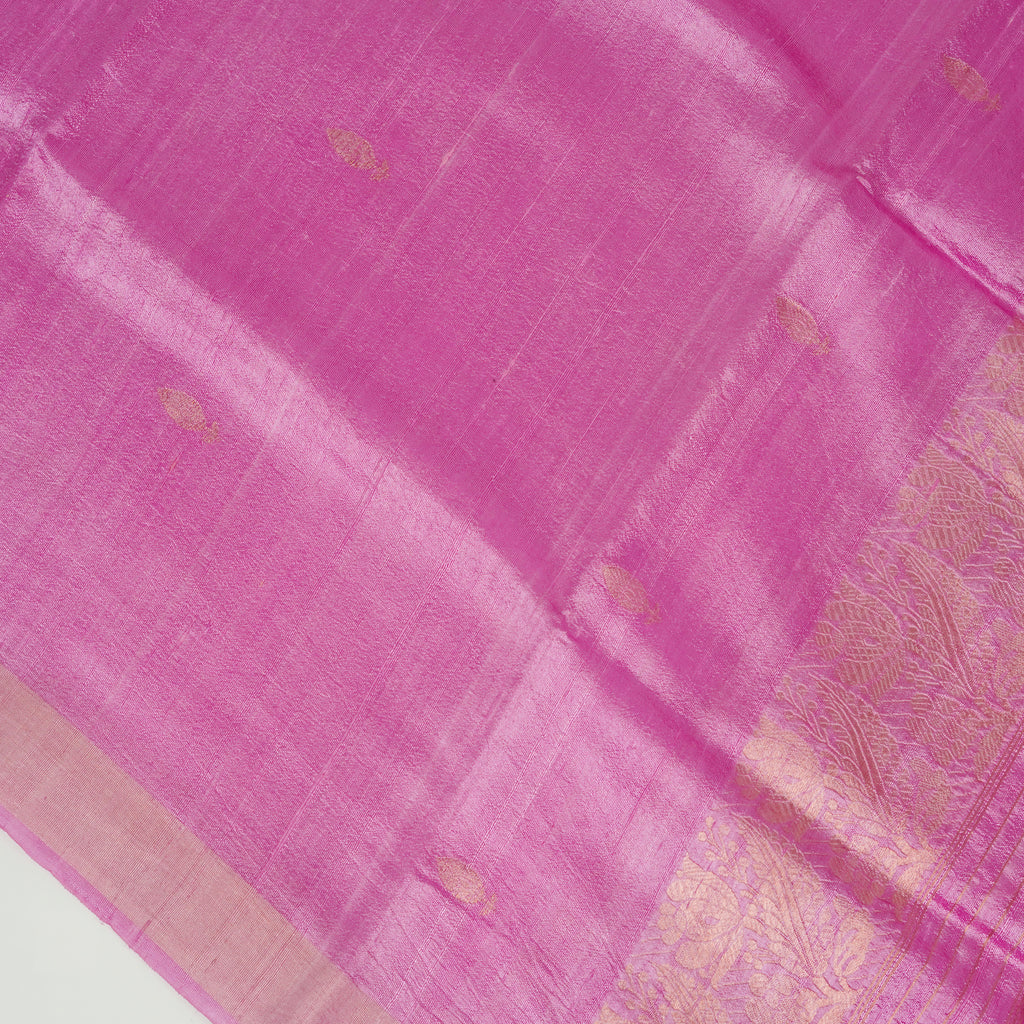 Pink - Pure soft Matka Silk Banarasi Dupatta with golden Booti design