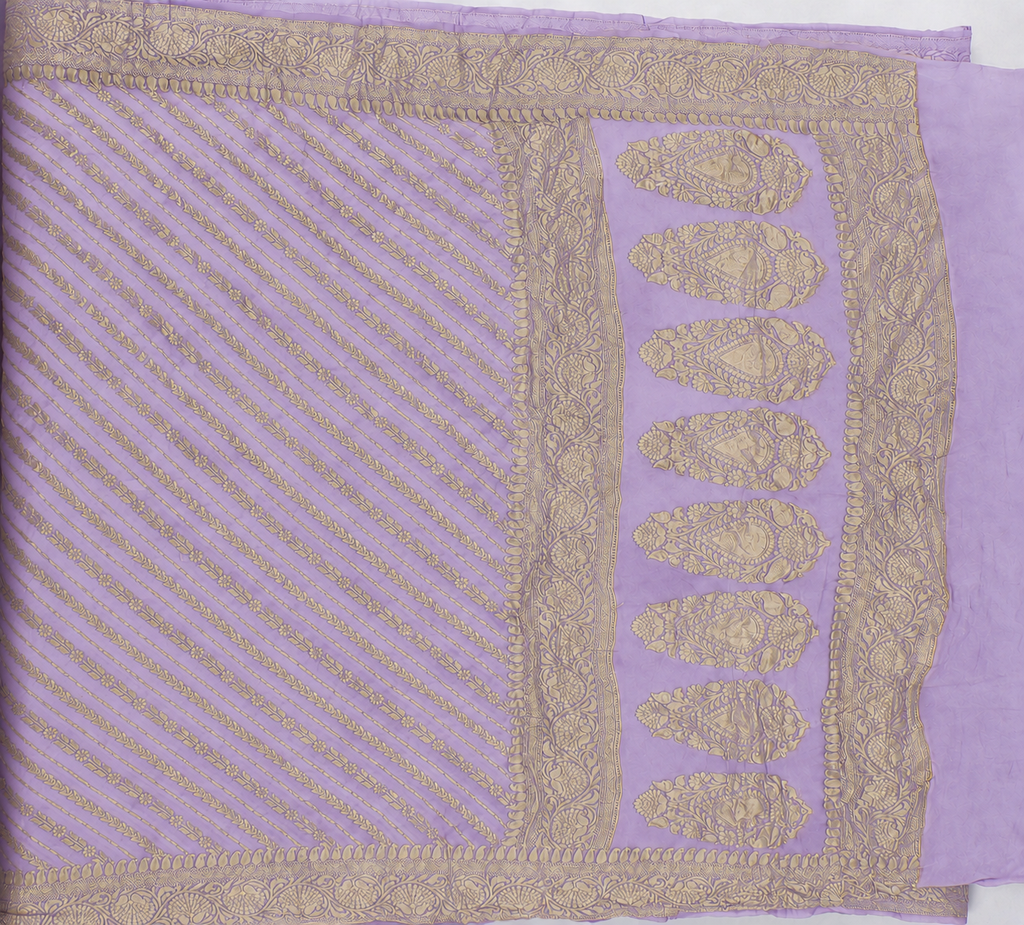 Light Purple - Pure Khaddi Chiffon Georgette Silk Banarasi Saree