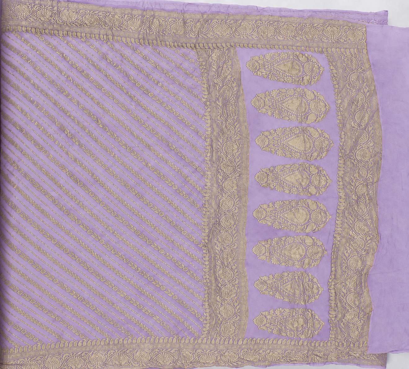 Light Purple - Pure Khaddi Chiffon Georgette Silk Banarasi Saree