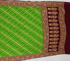 Parrot Green contrast with Wine - Pure Khaddi Chiffon Georgette Silk Banarasi Saree