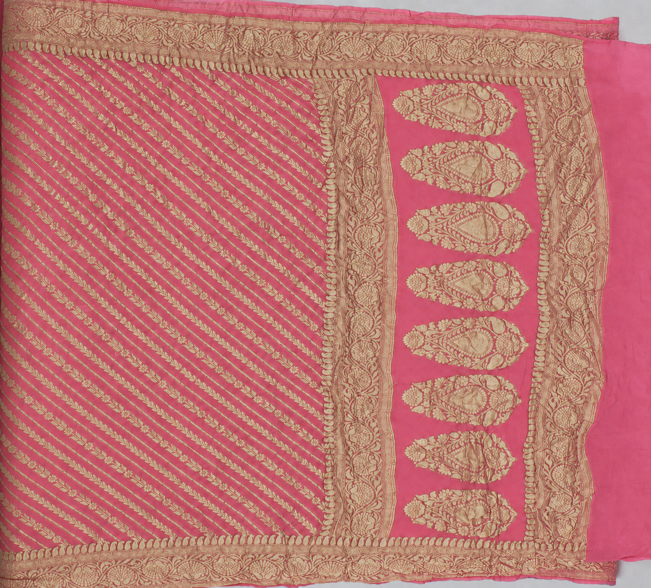 Darling Pink - Pure Khaddi Chiffon Georgette Silk Banarasi Saree