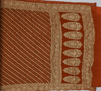 Rust Orange - Pure Khaddi Chiffon Georgette Silk Banarasi Saree