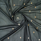 Black  - Pure Raw Mango Banarasi Saree with Goldenand silver Booti Motifs
