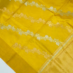 Mustard Yellow - Pure Raw Mango Banarasi Saree with Parallel Ara Jaal in Golden and Silver Zari