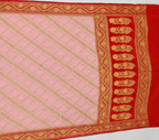 Baby Pink contrast with Golden Red - Pure Khaddi Chiffon Georgette Silk Banarasi Saree