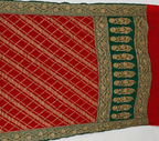 Classic Red contrast with Deep Green- Pure Khaddi Chiffon Georgette Silk Banarasi Saree