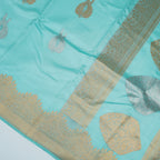 Light Sky Blue Pure Silk Banarasi Saree with attractive Golden and silver boota design