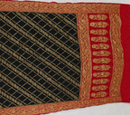 Black contrast with Classic Red - Pure Khaddi Chiffon Georgette Silk Banarasi Saree