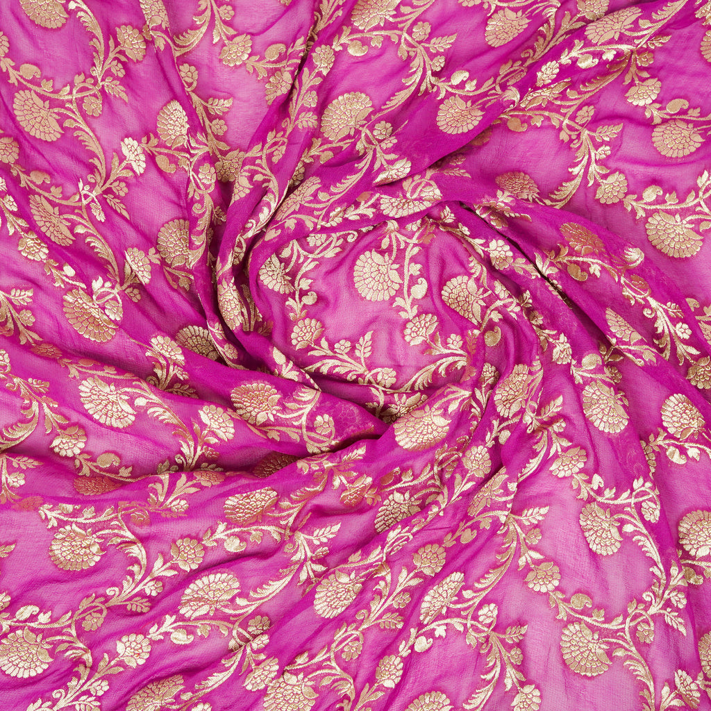 Byzantine Pink - Pure Georgette Banarasi Dupatta with Floral Jaal Pattern