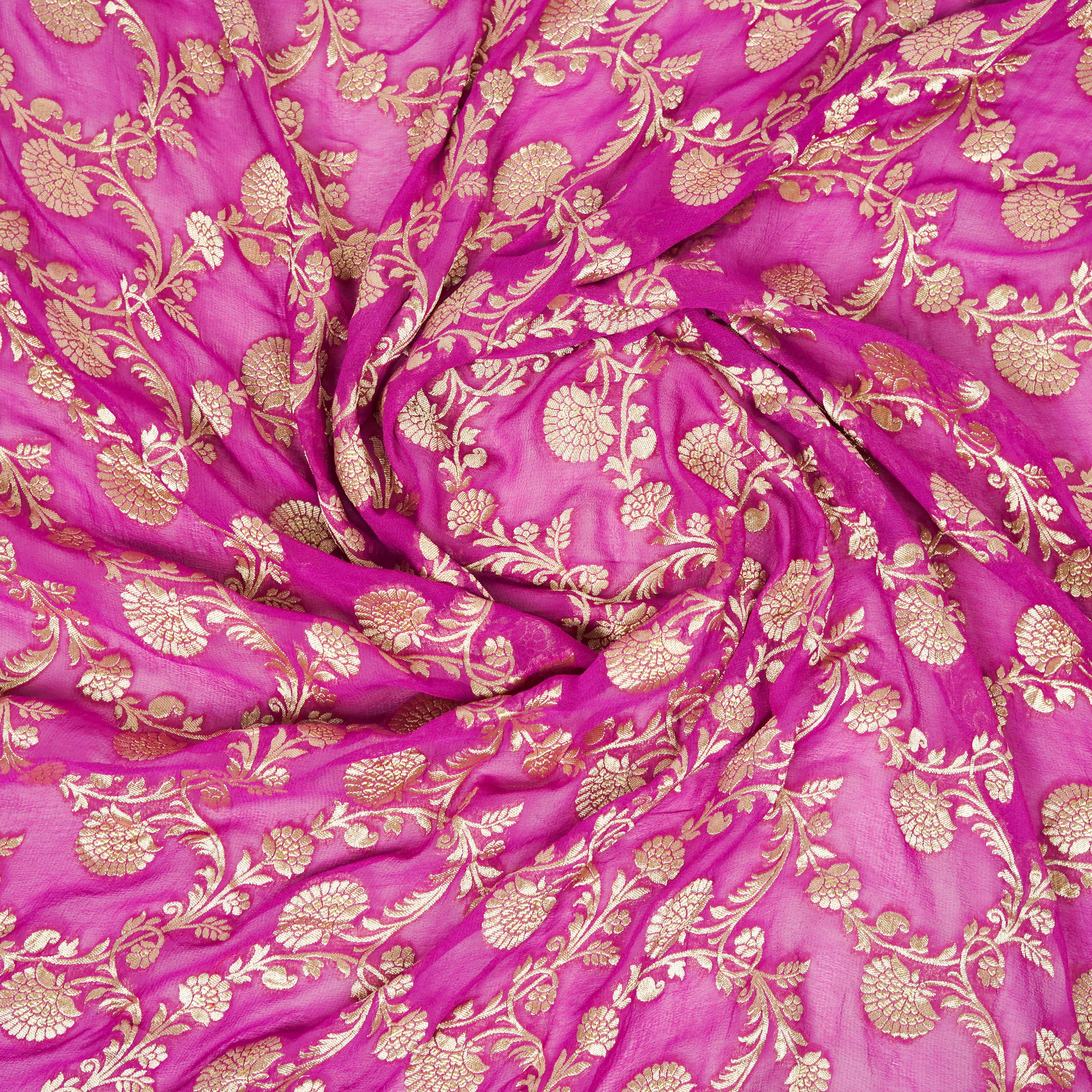 Byzantine Pink - Pure Georgette Banarasi Dupatta with Floral Jaal Pattern