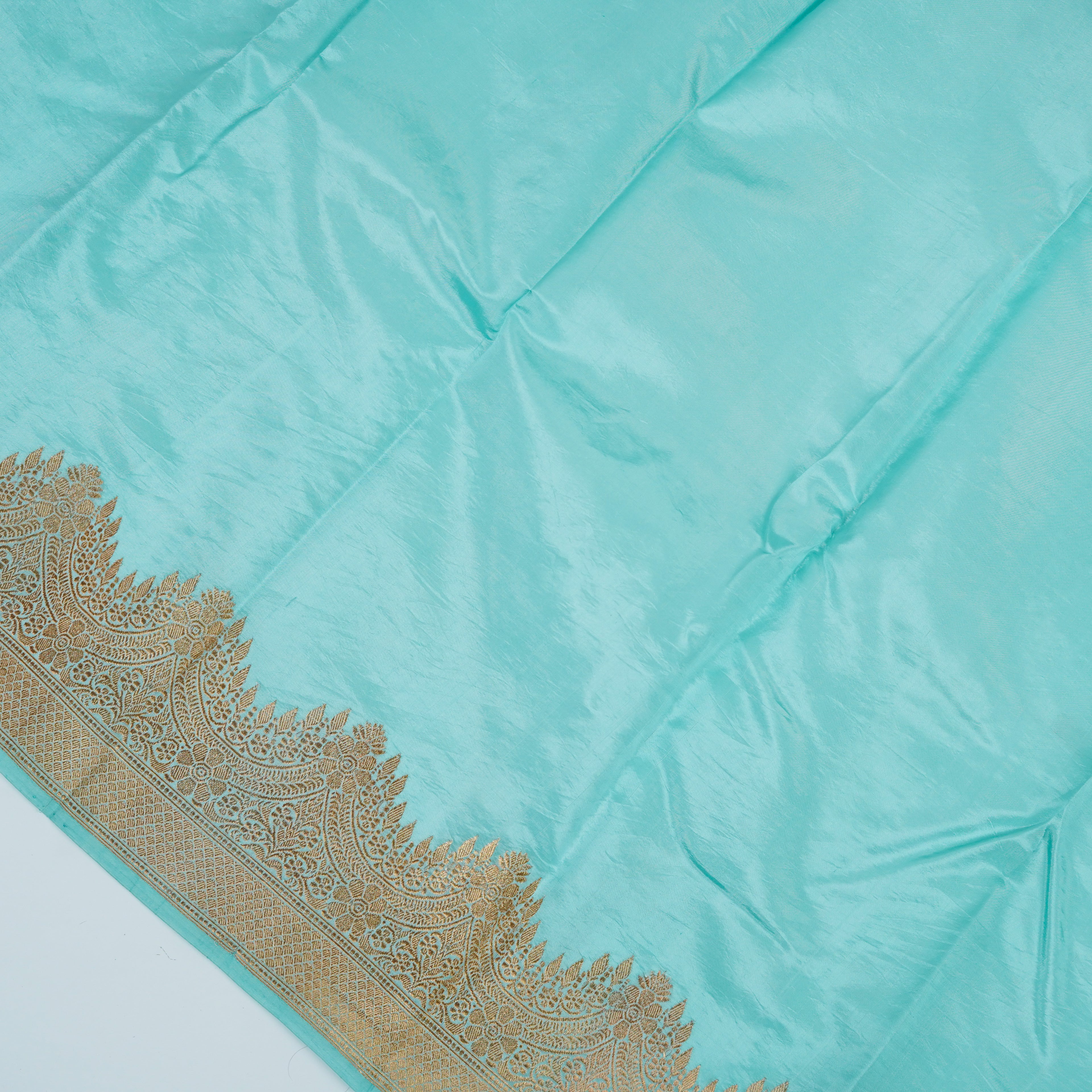 Light Sky Blue Pure Silk Banarasi Saree with attractive Golden and silver boota design