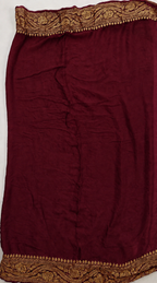Sea Green contrast with Wine - Pure Khaddi Chiffon Georgette Silk Banarasi Saree