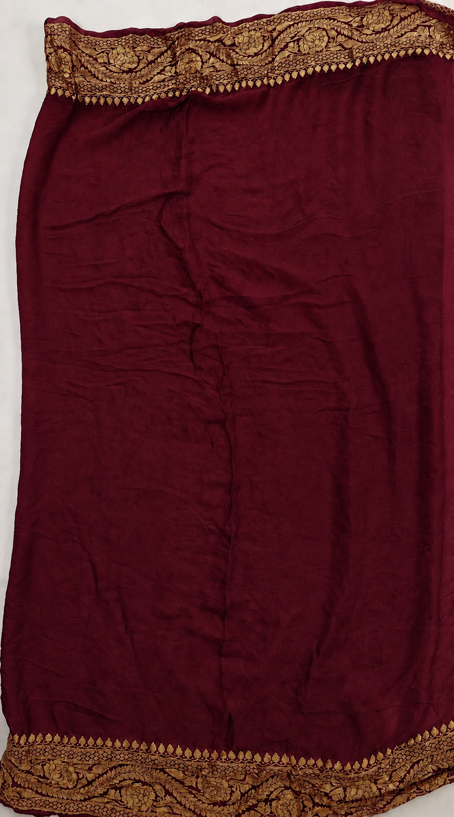 Sea Green contrast with Wine - Pure Khaddi Chiffon Georgette Silk Banarasi Saree
