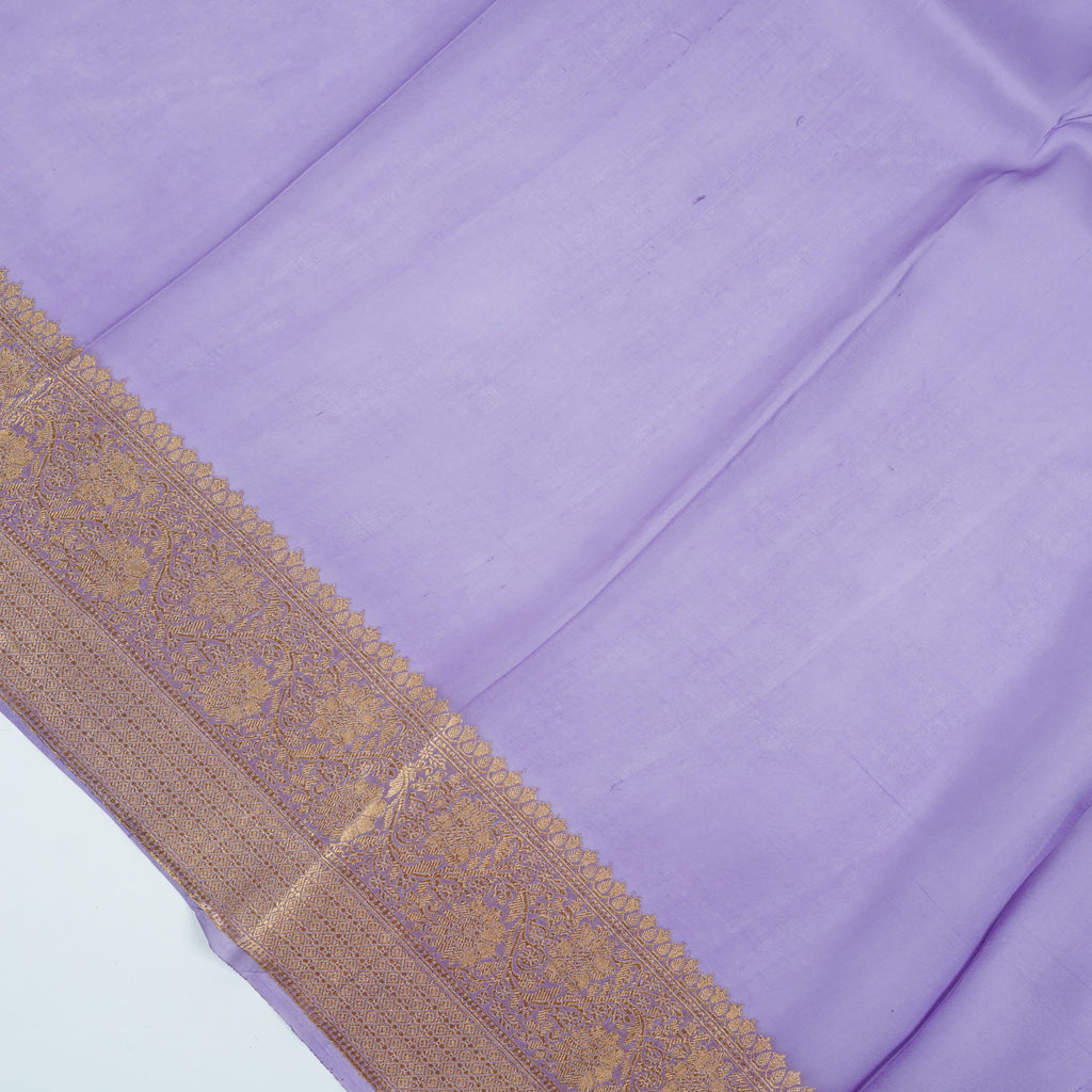Light Purple - Pure Organza Banarasi Saree with light Golden  Zari Boota