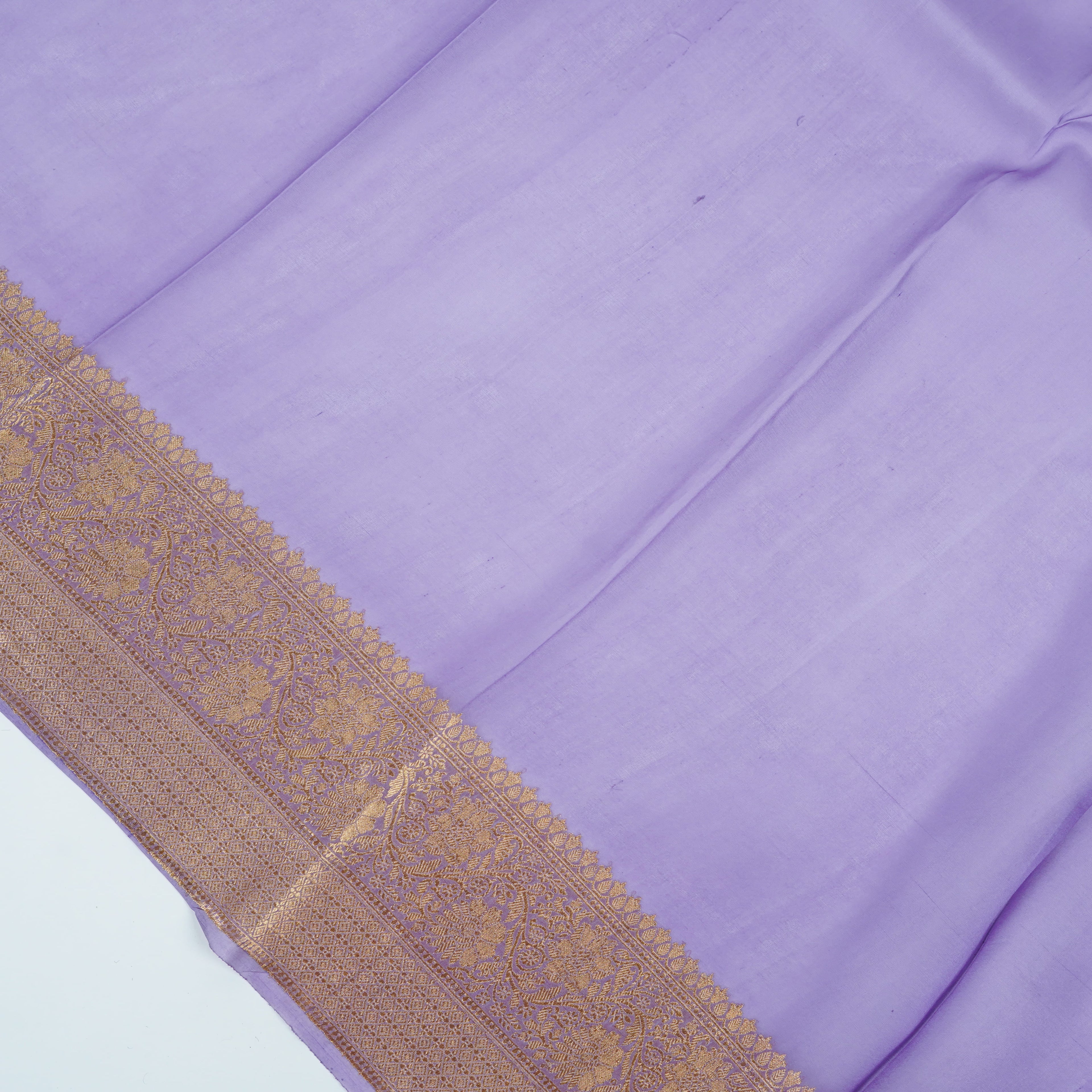Light Purple - Pure Organza Banarasi Saree with light Golden  Zari Boota
