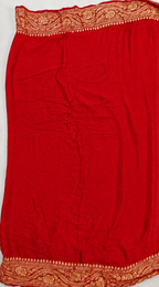 Black contrast with Classic Red - Pure Khaddi Chiffon Georgette Silk Banarasi Saree (Copy)