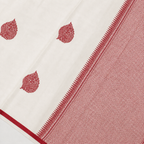 Off white with beautiful Red motifs - Pure Soft Mashru Silk Banarasi Saree