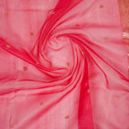 Pink Banarasi Handloom Luxury Suit set contrast with cherry pink color.