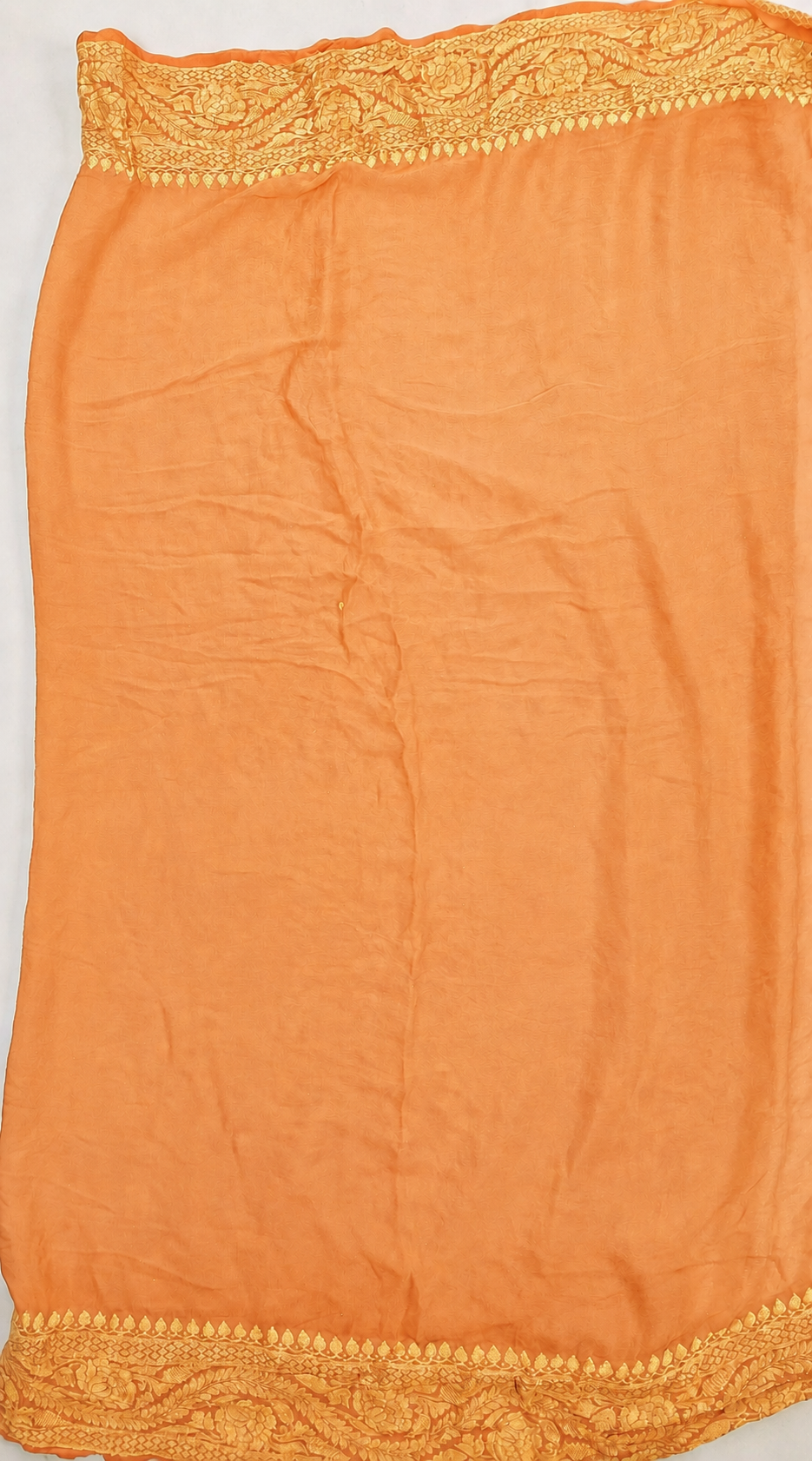 Peach - Pure Khaddi Chiffon Georgette Silk Banarasi Saree