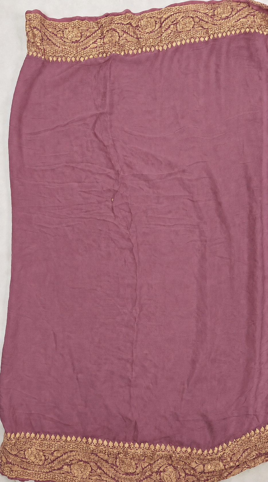 Peach contrast with Mauve- Pure Khaddi Chiffon Georgette Silk Banarasi Saree