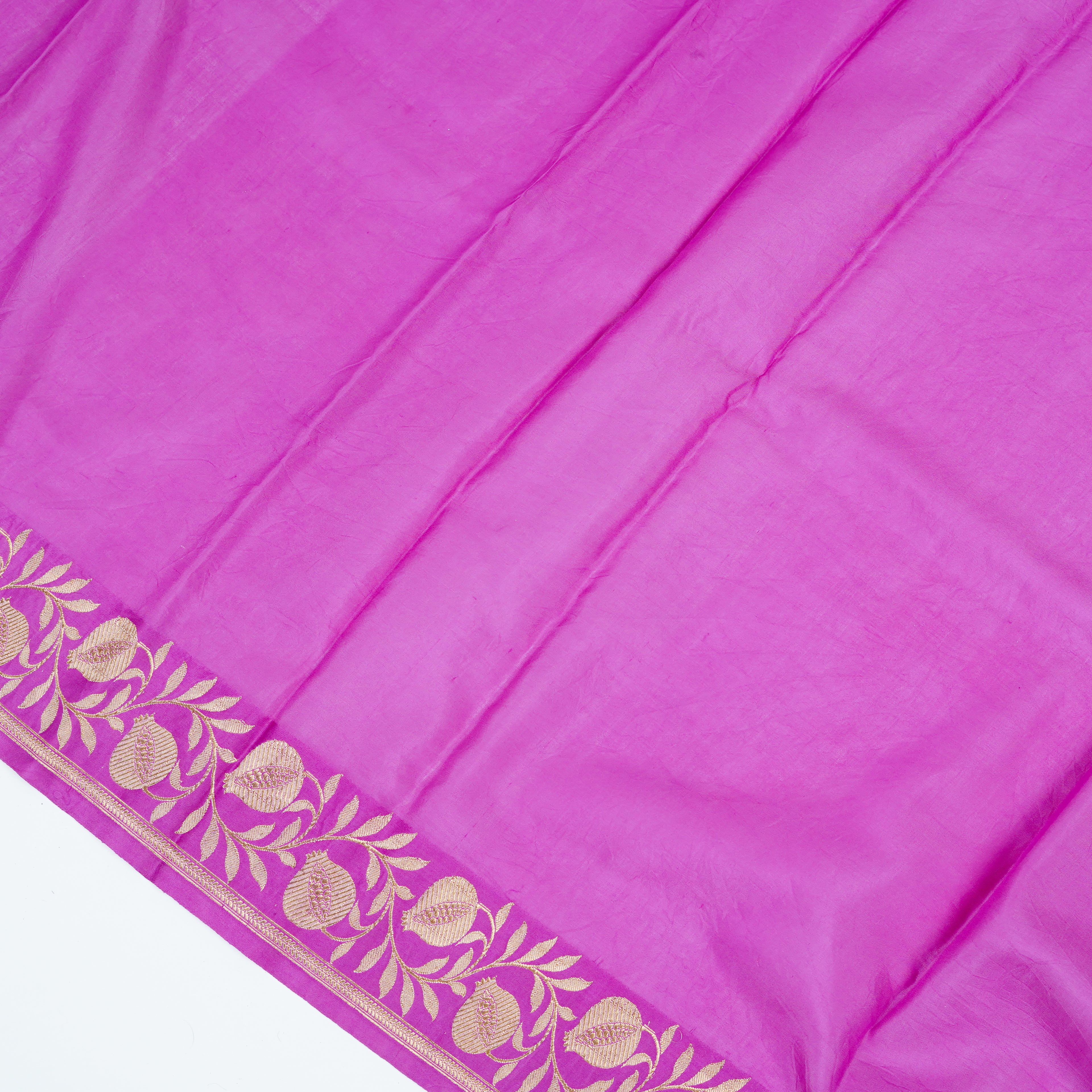 Magenta - Pure Katan Georgette Banarasi Saree with Satin Border