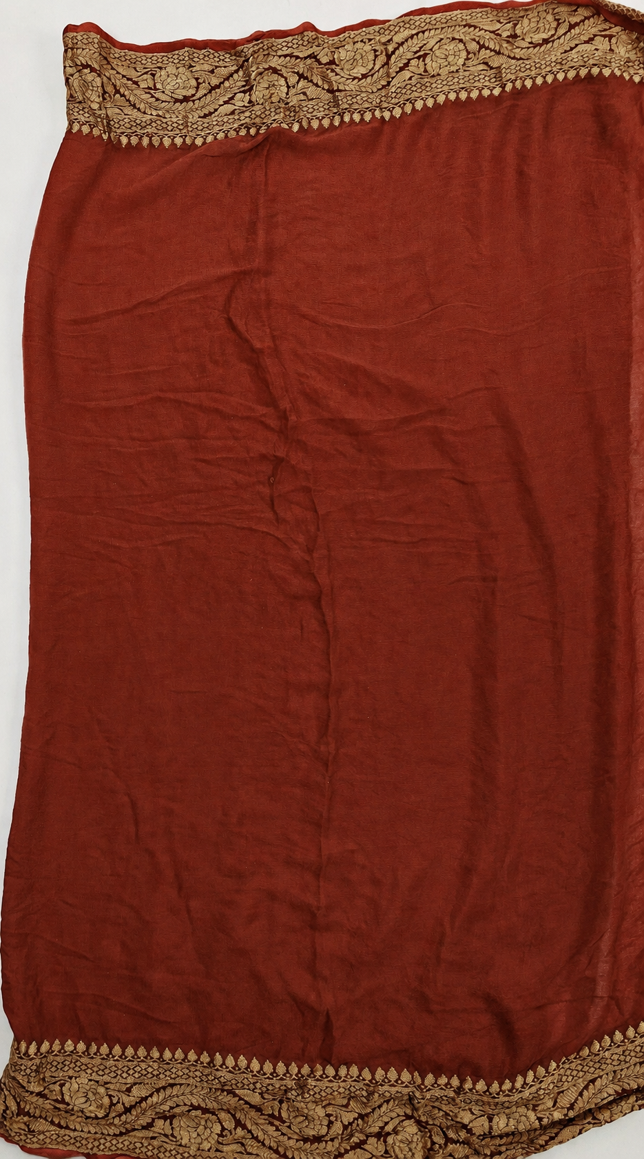Rust - Pure Khaddi Chiffon Georgette Silk Banarasi Saree