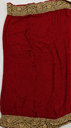 Bottle Green contrast with classic Red - Pure Khaddi Chiffon Georgette Silk Banarasi Saree