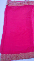 Rani Pink - Pure Khaddi Chiffon Georgette Silk Banarasi Saree