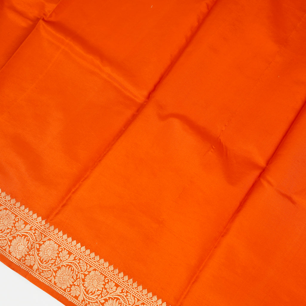 Rust - Pure Raw Mango Banarasi Saree with Golden and silver Boota Motifs