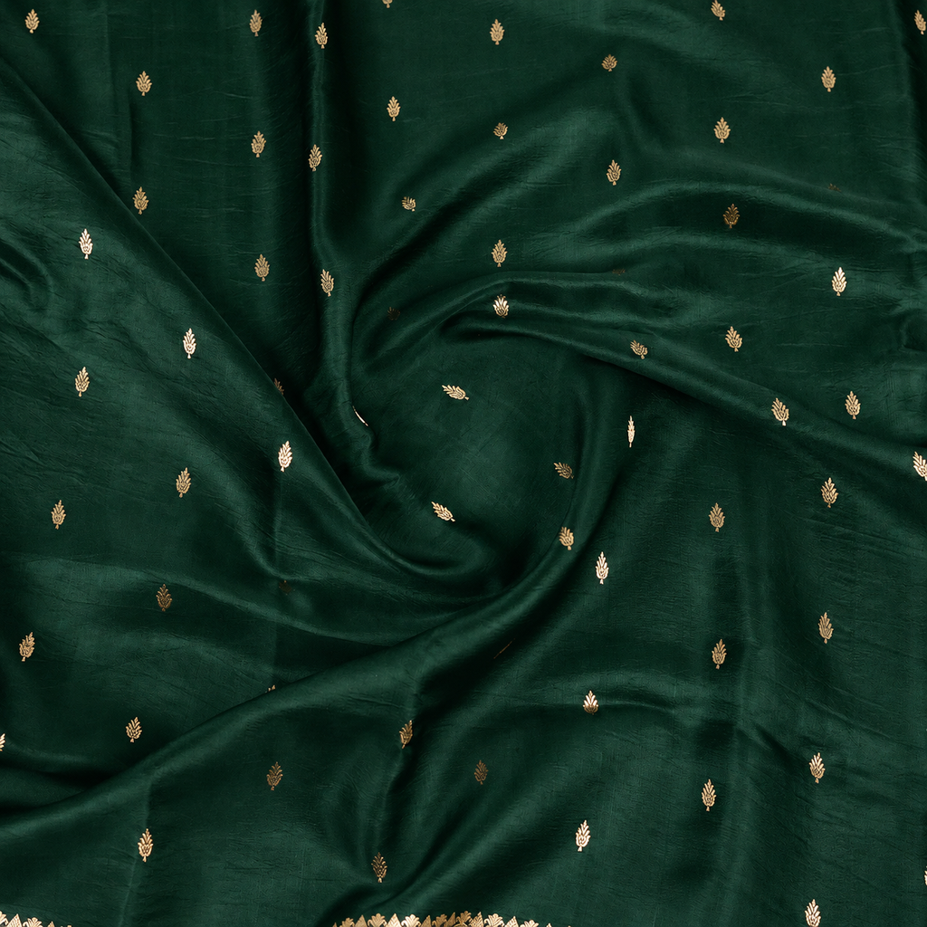 Deep Green - Pure Puna Mashru Silk Banarasi Saree