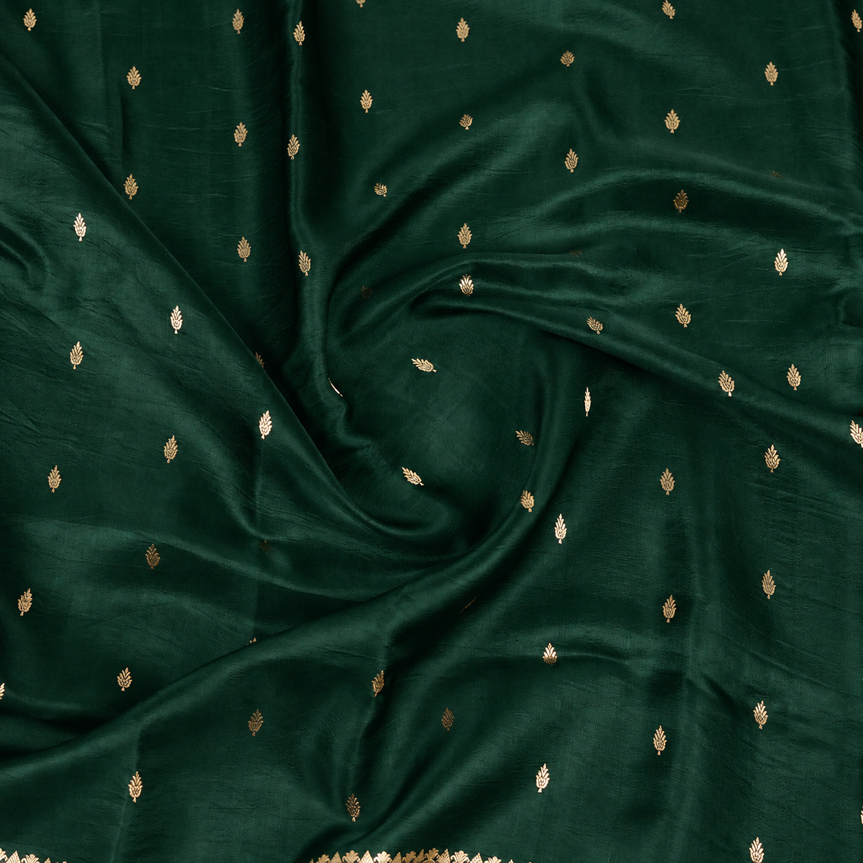 Deep Green - Pure Puna Mashru Silk Banarasi Saree