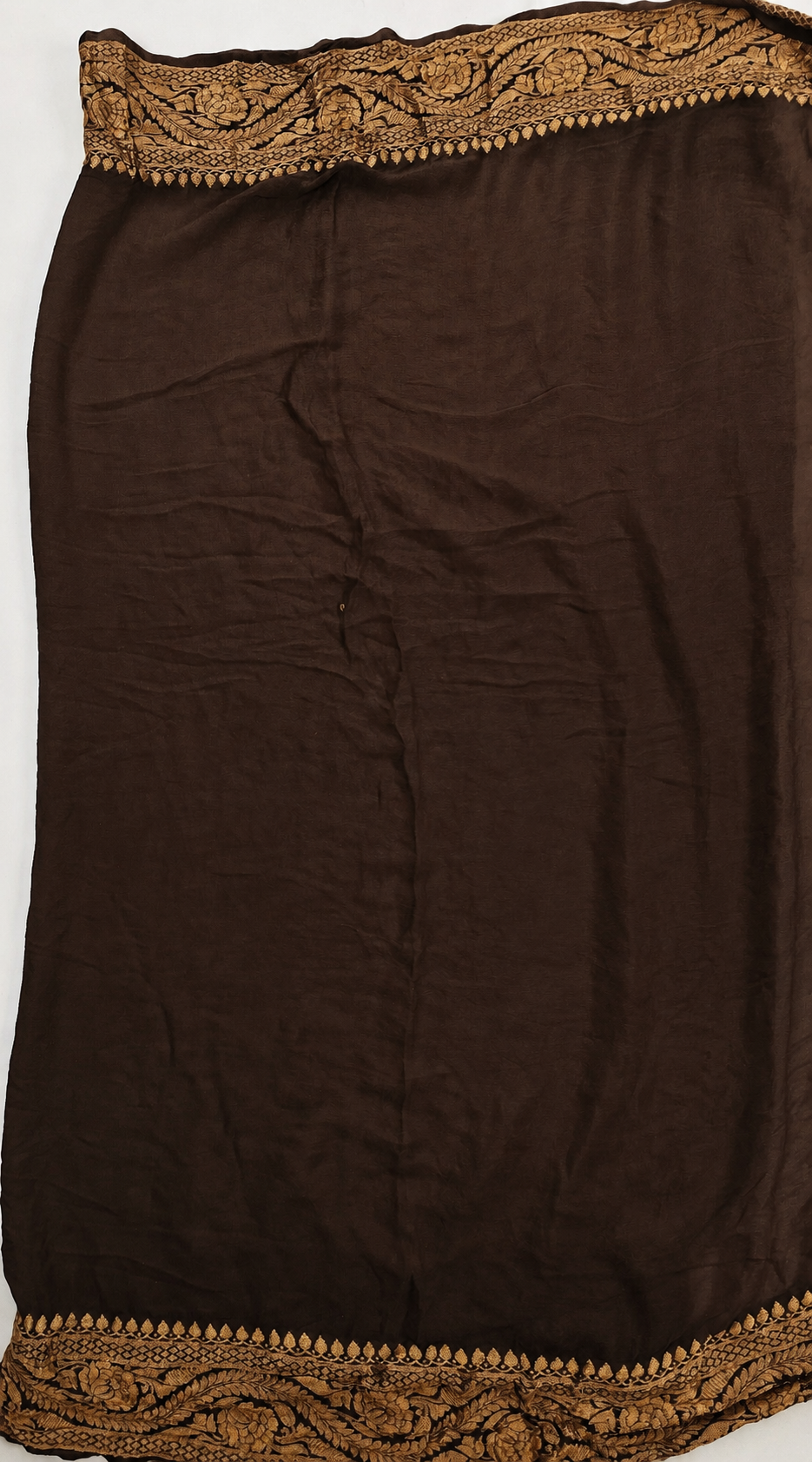 Chocolate - Pure Khaddi Chiffon Georgette Silk Banarasi Saree