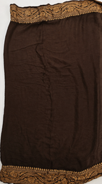Chocolate - Pure Khaddi Chiffon Georgette Silk Banarasi Saree