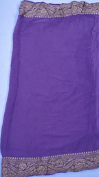 Pink contrast with Lavender - Pure Khaddi Chiffon Georgette Silk Banarasi Saree