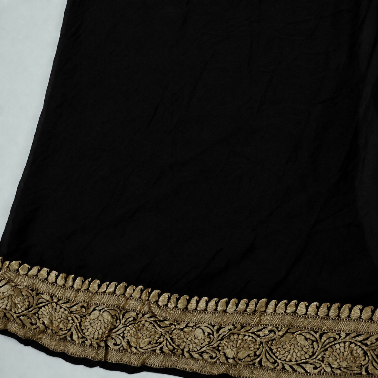 Z- Black - Pure Khaddi Chiffon Georgette Silk Banarasi Saree