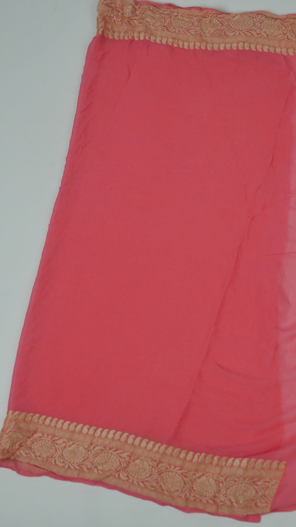 Peach - Pure Khaddi Chiffon Georgette Silk Banarasi Saree
