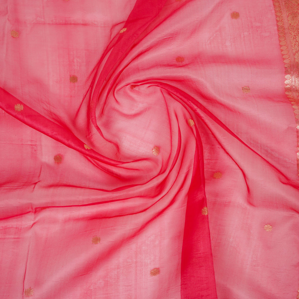 Teal Green Banarasi Handloom Luxury Suit set contrast with cherry pink color.