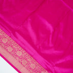 German Blue contrast with Pink - Pure Soft premium Katan Silk Banarasi Saree with Alfi small Booti and contrast Satin Border