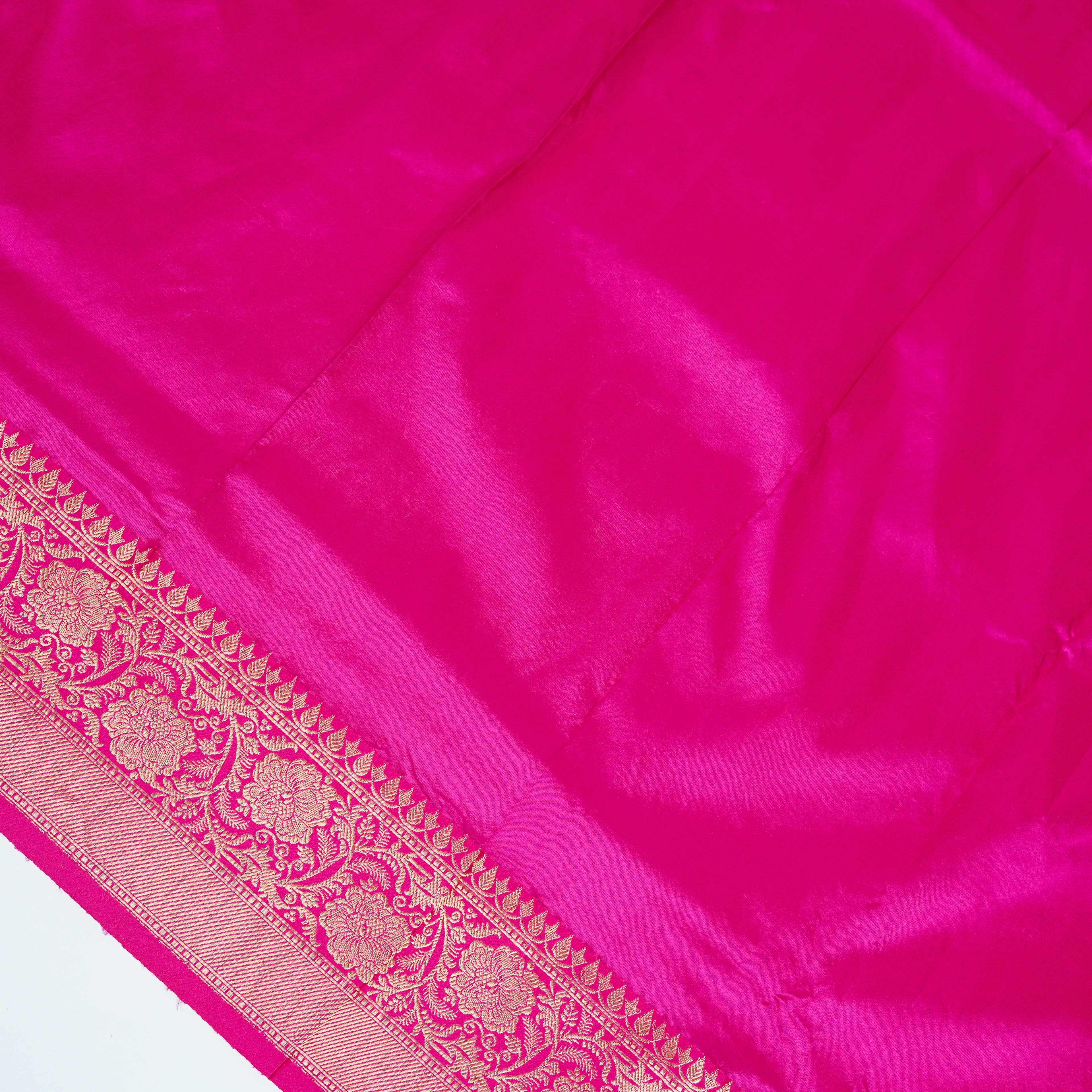 German Blue contrast with Pink - Pure Soft premium Katan Silk Banarasi Saree with Alfi small Booti and contrast Satin Border