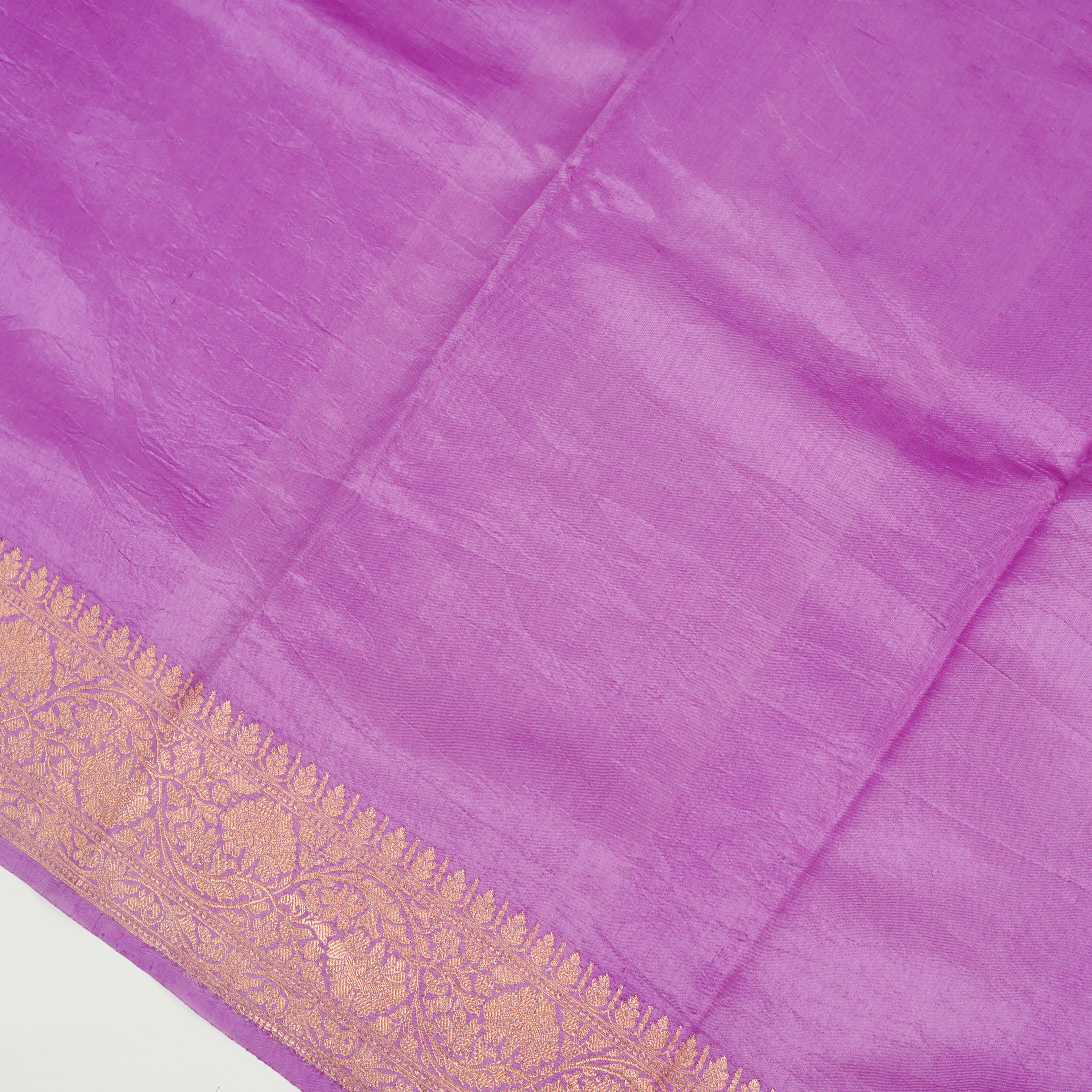 Navy Blue Contrast with lavender border - Pure Banarasi silk Saree with small golden booti