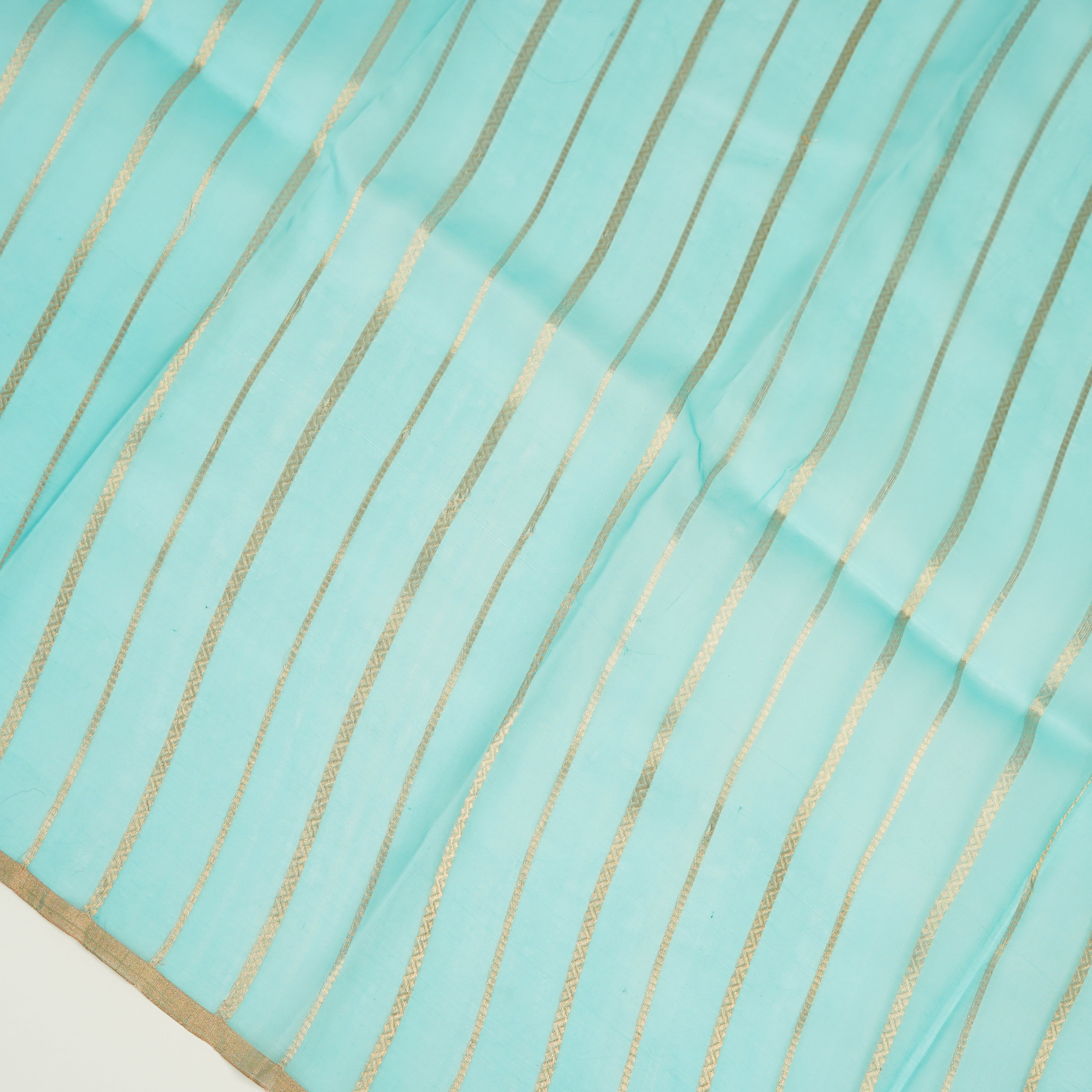 Sky Blue - Pure Organza Banarasi Saree with Banarasi Half Laheria in gold and silver